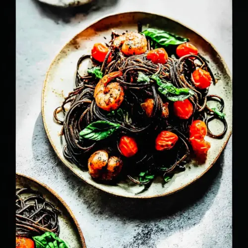 Squid Ink Pasta with Shrimp