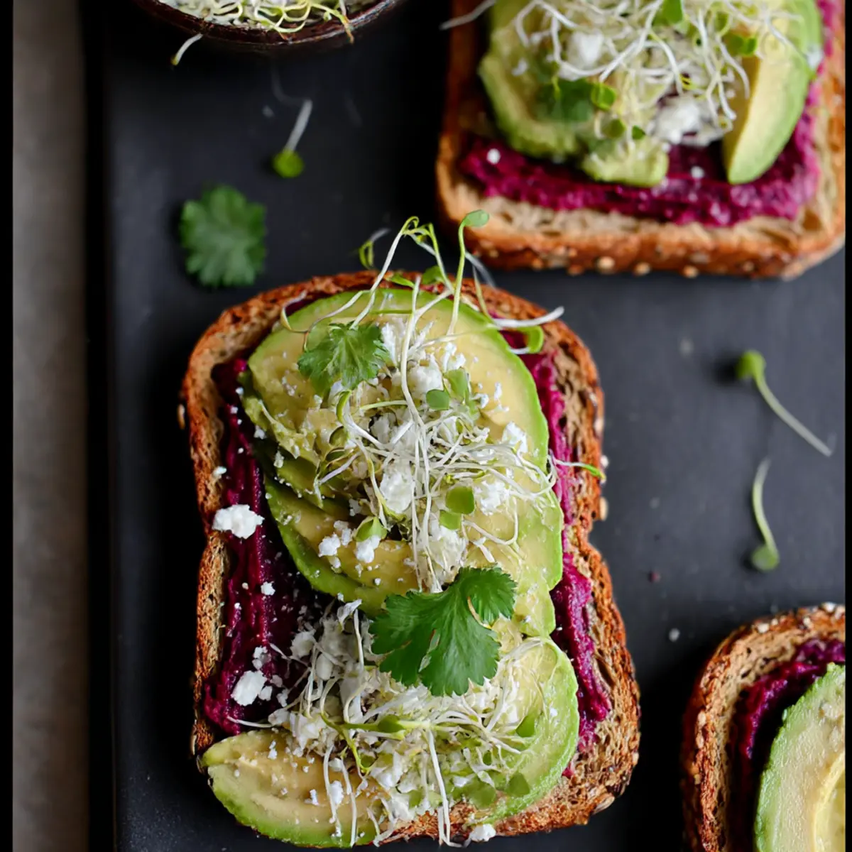 Avocado Beet Hummus Toast
