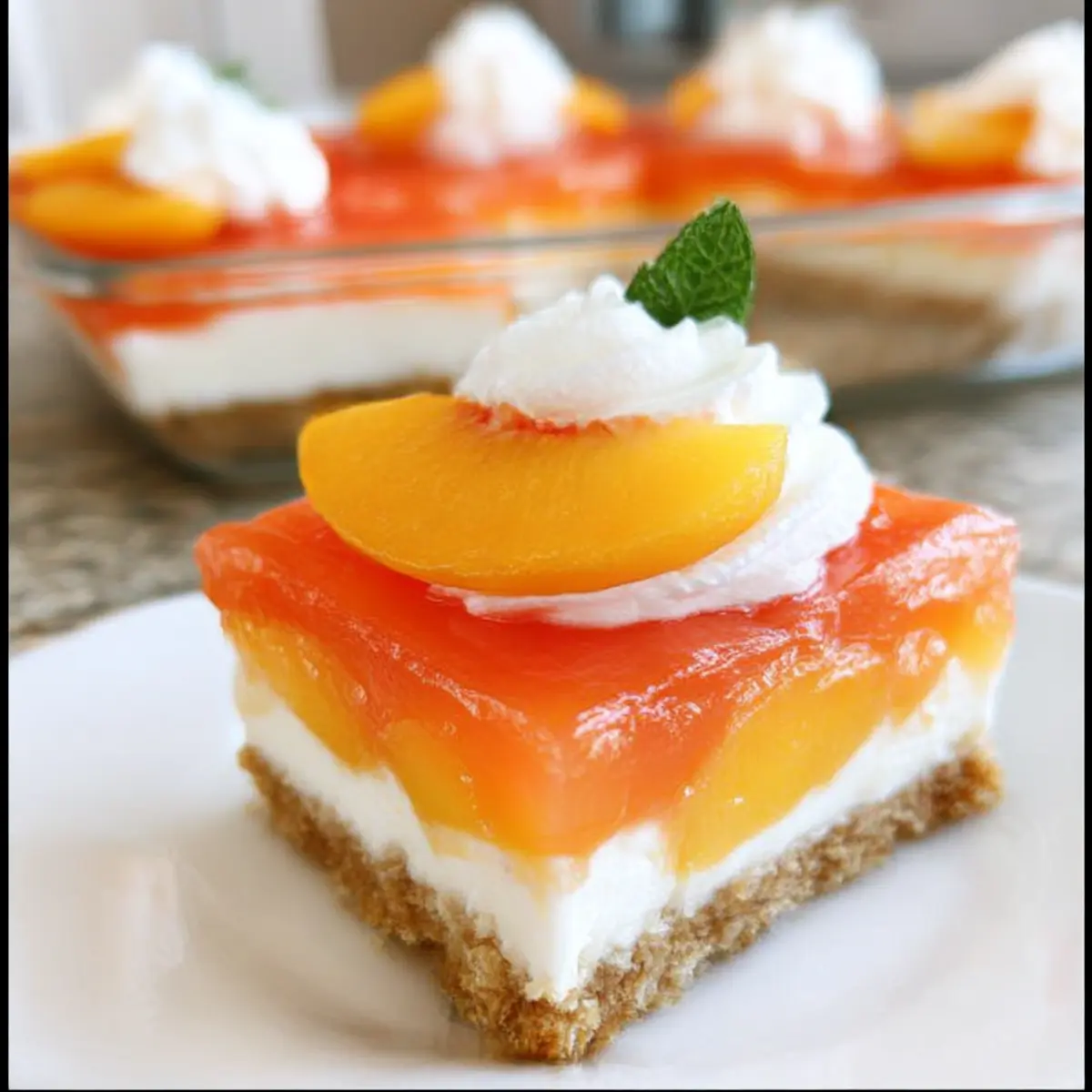No-bake Fresh Peach Cheesecake Dessert