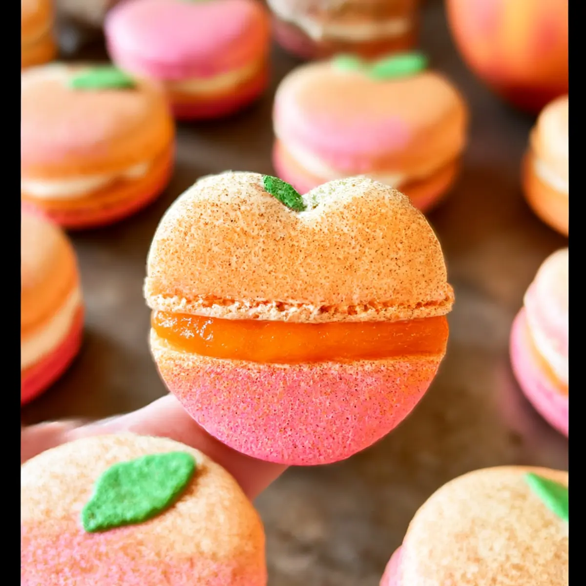 Peach Macarons with Creamy Frosting for a Sweet Delight 4 Peach Macarons
